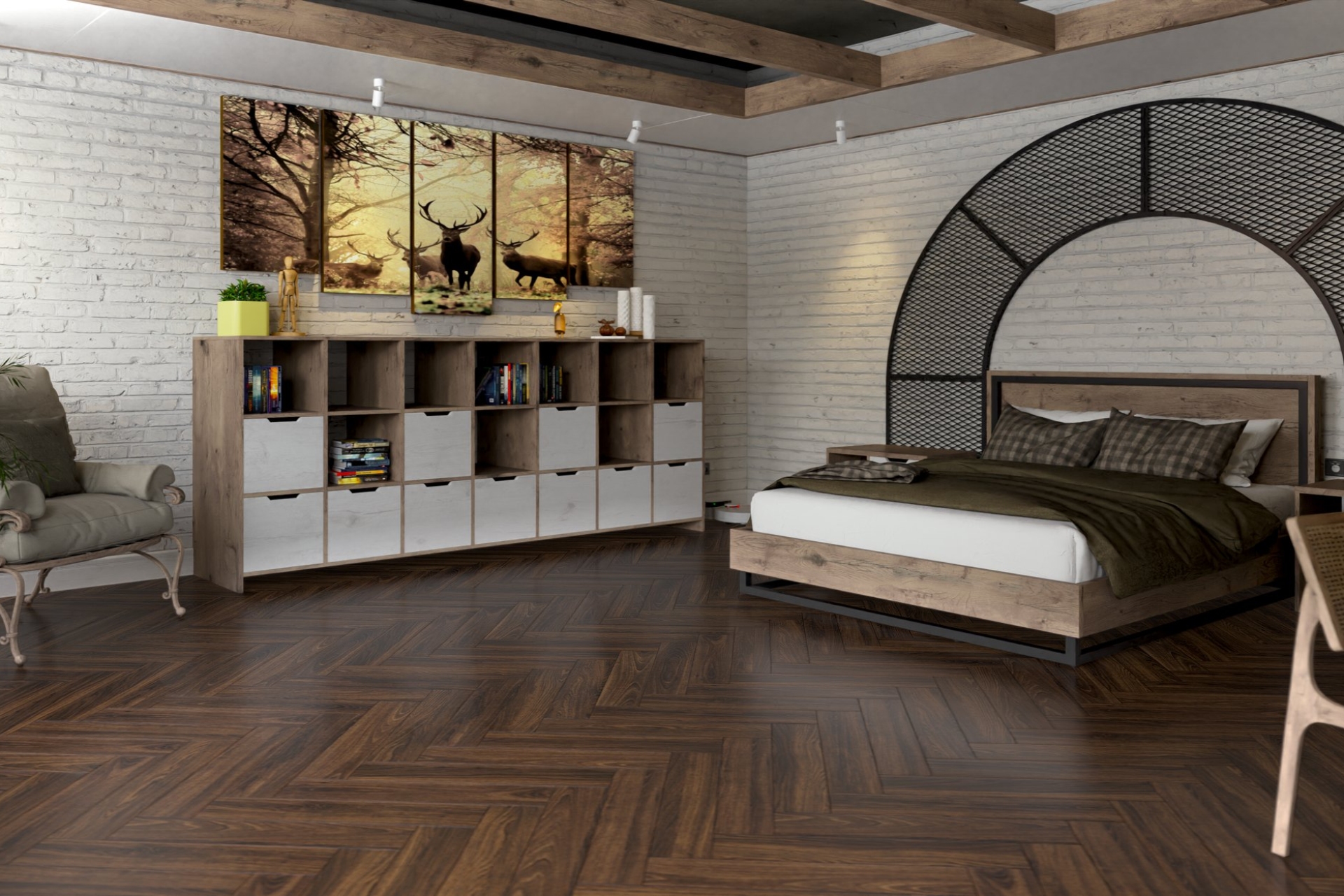 Инженерный паркет «Damy Floor» Каштановый (укладка елочкой) — купить в Барнауле