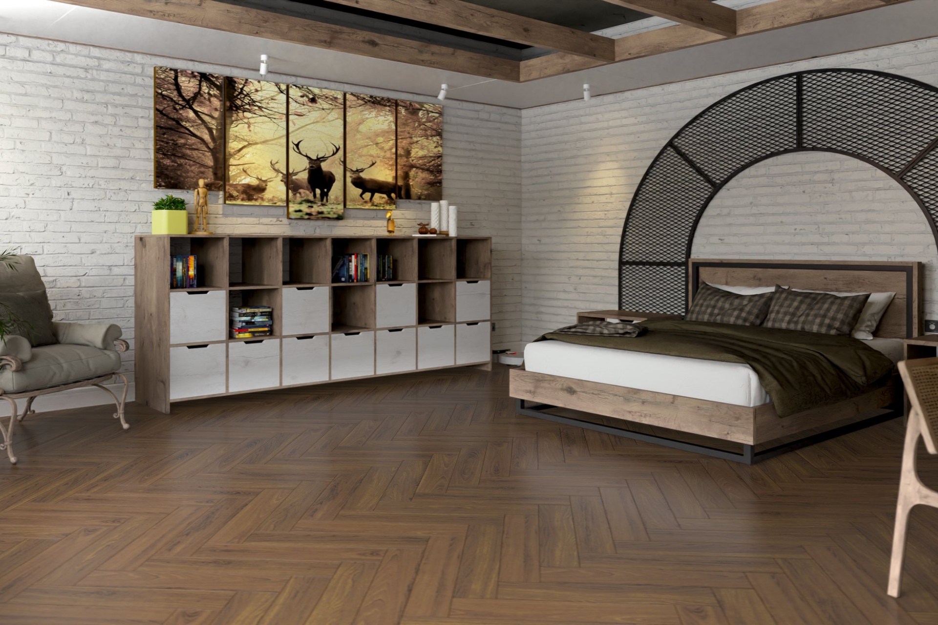 Инженерный паркет «Damy Floor» Ореховый (укладка елочкой) — купить в Барнауле